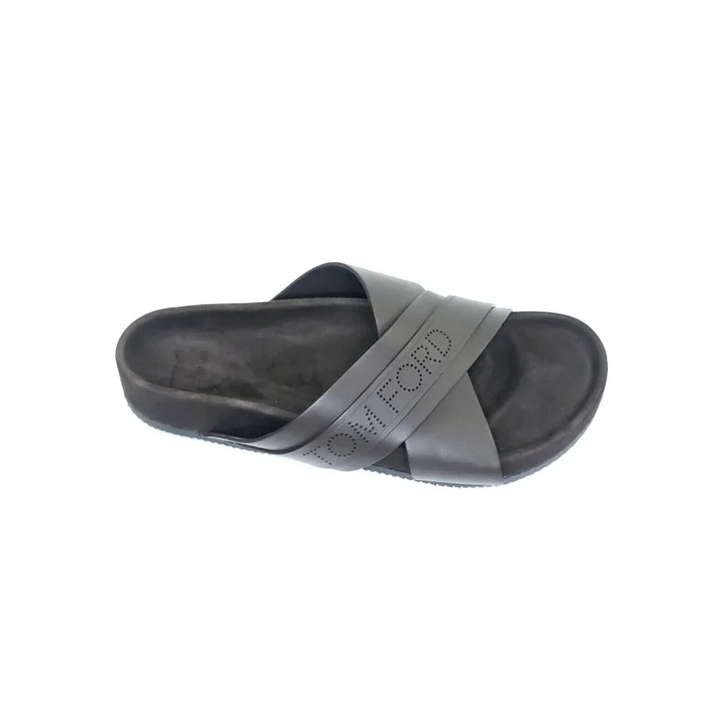 Tom Ford Wicklow Crossover Slider Sandal Brown Leather Mens US 8